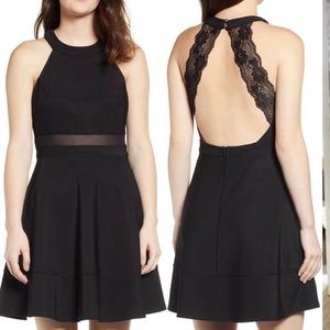 Love Nickie Lew Halter Neck Skater Dress Black 5 junior lace back straps